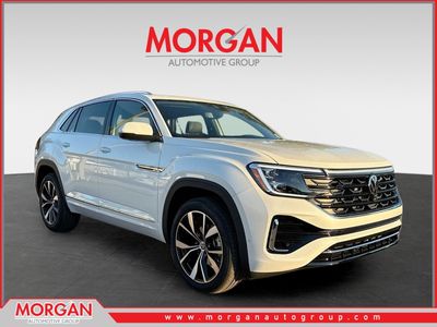 2026 Volkswagen Atlas Cross Sport 2.0T SEL Premium R-Line in White Pearl — front three-quarter view