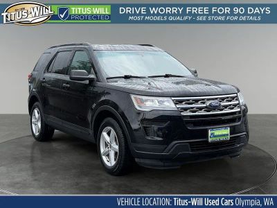 2018 Ford Explorer Base in Shadow Black — front three-quarter view