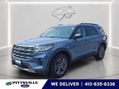 2026 Ford Explorer Active in Vapor Blue — front three-quarter view
