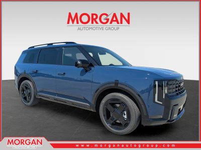 2027 Kia Telluride Hybrid X-Line SX in Midnight Lake Blue — front three-quarter view