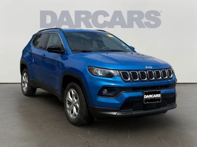 2024 Jeep Compass Latitude in Hydro Blue Pearlcoat — front three-quarter view