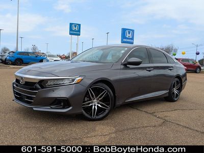 2021 Honda Accord Touring 2.0T in Modern Steel — front three-quarter view