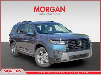 2026 Honda Pilot EX-L in Smoke Blue Pearl — front three-quarter view