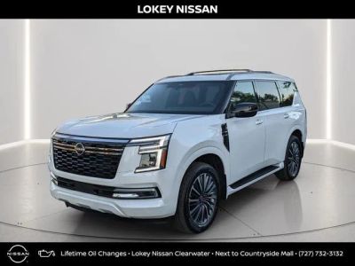 2026 Nissan Armada Platinum Reserve in Everest White Pearl Tricoat — front three-quarter view