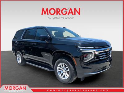 2025 Chevrolet Tahoe LT in Black — front three-quarter view