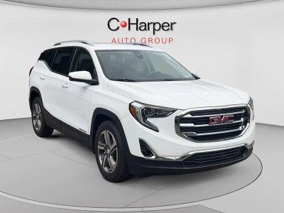 2021 GMC Terrain SLT in Summit White — front three-quarter view