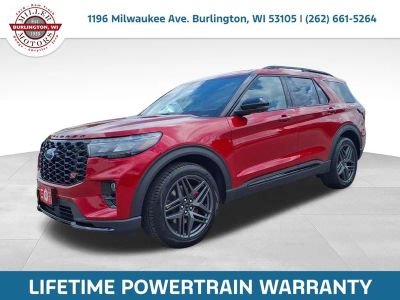 2026 Ford Explorer ST in Red Metallic — front three-quarter view