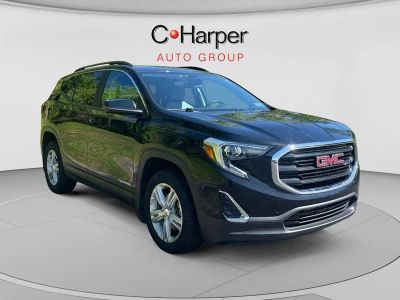 2021 GMC Terrain SLE in Ebony Twilight Metallic — front three-quarter view