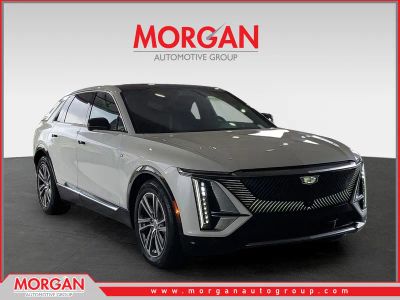 2024 Cadillac LYRIQ Luxury in Crystal White Tricoat — front three-quarter view