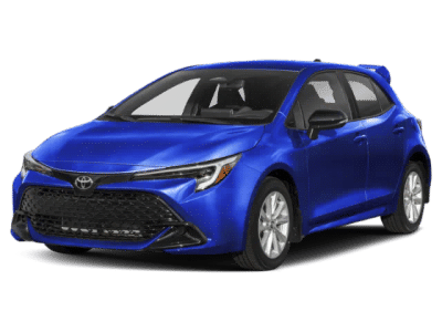 2026 Toyota Corolla Hatchback SE in Blue — front three-quarter view