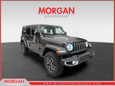 2026 Jeep Wrangler Sahara in Granite Crystal Metallic Clearcoat — front three-quarter view