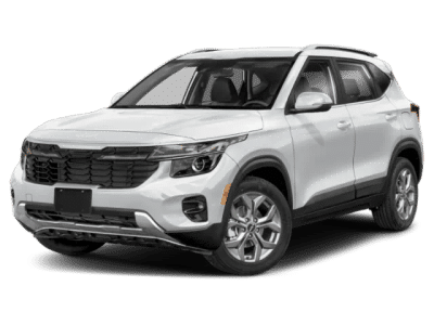 2026 Kia Seltos S in Snow White Pearl — front three-quarter view
