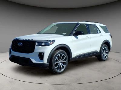 2026 Ford Explorer ST-Line in White Metallic — front three-quarter view