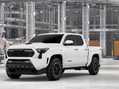 2026 Toyota Tacoma TRD Sport in Ice Cap — front three-quarter view