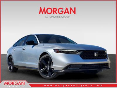 2025 Honda Accord Hybrid Sport-L in Solar Silver Metallic — front three-quarter view