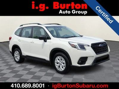 2023 Subaru Forester Base in Crystal White Pearl — front three-quarter view