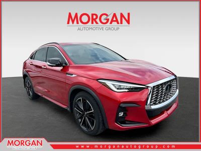 2022 INFINITI QX55 ESSENTIAL in Dynamic Sunstone Red — front three-quarter view