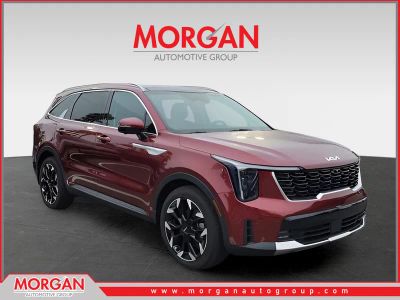 2025 Kia Sorento SX in Red — front three-quarter view