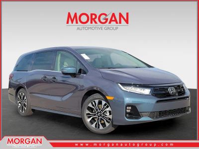 2026 Honda Odyssey Elite in Smoke Blue Pearl — front three-quarter view