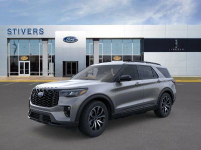2026 Ford Explorer ST-Line in Carbonized Gray Metallic — front three-quarter view