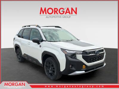 2026 Subaru Forester Wilderness in Crystal White Pearl — front three-quarter view