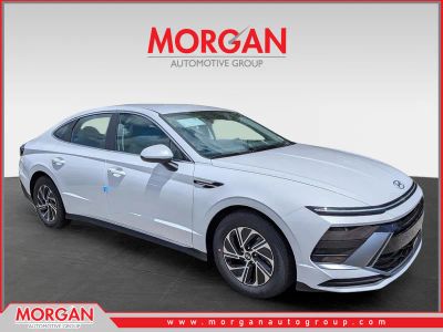 2026 Hyundai SONATA HYBRID Blue in Serenity White — front three-quarter view