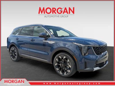 2026 Kia Sorento EX in Midnight Lake Blue — front three-quarter view