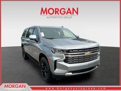 2023 Chevrolet Suburban Premier in Sterling Gray Metallic — front three-quarter view