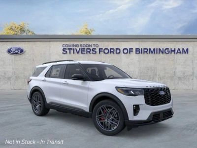 2026 Ford Explorer ST-Line in Space White Metallic — front three-quarter view