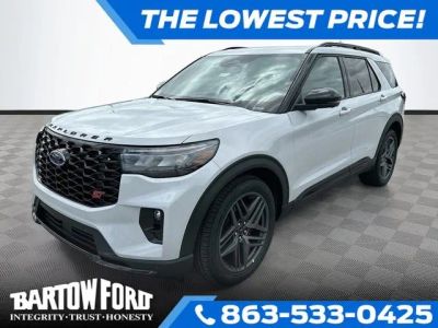 2026 Ford Explorer ST in White Metallic — front three-quarter view