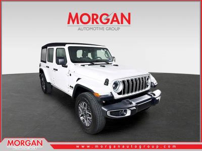 2025 Jeep Wrangler Sahara in Bright White Clearcoat — front three-quarter view