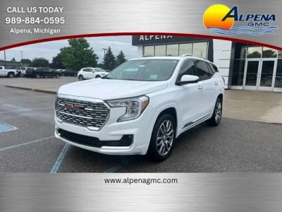 2024 GMC Terrain Denali in Summit White — front three-quarter view