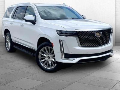 2022 Cadillac Escalade Premium Luxury in Crystal White Tricoat — front three-quarter view