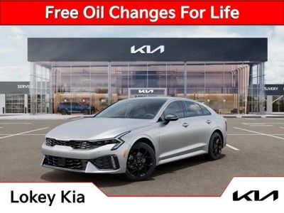2026 Kia K5 GT-Line in Steel Matte Gray — front three-quarter view