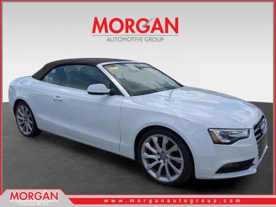 2014 Audi A5 Premium Plus in Glacier White Metallic/Brown Roof — front three-quarter view
