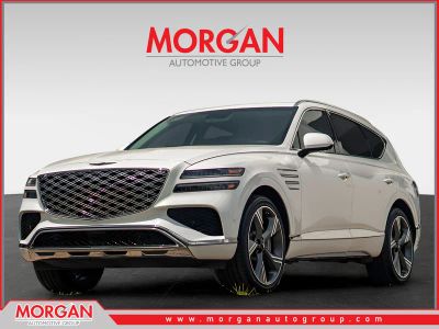 2025 Genesis GV80 3.5T Prestige in White — front three-quarter view