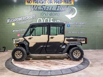 2024 Can-Am® Defender MAX Limited HD10 Desert Tan &amp; Timeless Black — front three-quarter view