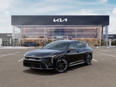 2026 Kia K4 GT-Line in Aurora Black Pearl — front three-quarter view