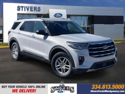 2026 Ford Explorer Active in Space White Metallic — front three-quarter view
