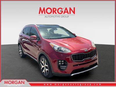 2017 Kia Sportage SX Turbo in Hyper Red — front three-quarter view