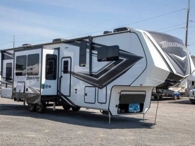 2024 Grand Design Momentum M-Class 351MS — front three-quarter view