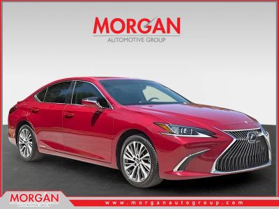 2019 Lexus ES 300h in Matador Red Mica — front three-quarter view