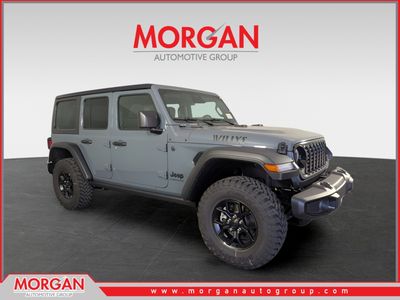 2026 Jeep Wrangler Willys in Gray — front three-quarter view