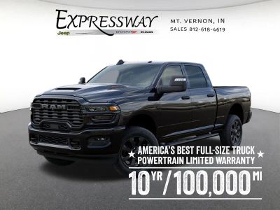 2026 RAM 2500 Black Express 4x4 Crew Cab 6'4 Box in Diamond Black Crystal Pearl-Coat Exterior Paint — front three-quarter view
