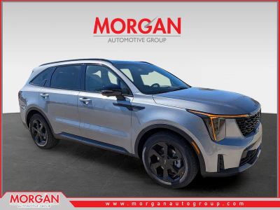 2026 Kia Sorento Hybrid X-Line SX Prestige in Steel Gray — front three-quarter view