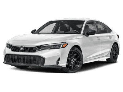 2026 Honda Civic Sedan Sport in Platinum White Pearl — front three-quarter view