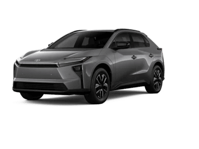 2026 Toyota bZ XLE in Heavy Metal 1 — front three-quarter view