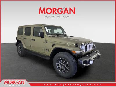 2026 Jeep Wrangler Sahara in Green — front three-quarter view