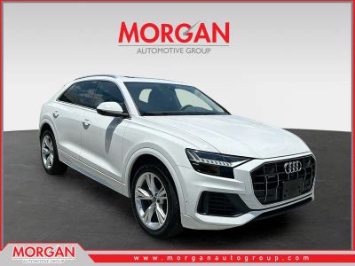 2023 Audi Q8 55 Premium Plus in White — front three-quarter view
