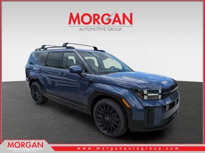 2026 Hyundai SANTA FE Calligraphy in Atlantis Blue — front three-quarter view